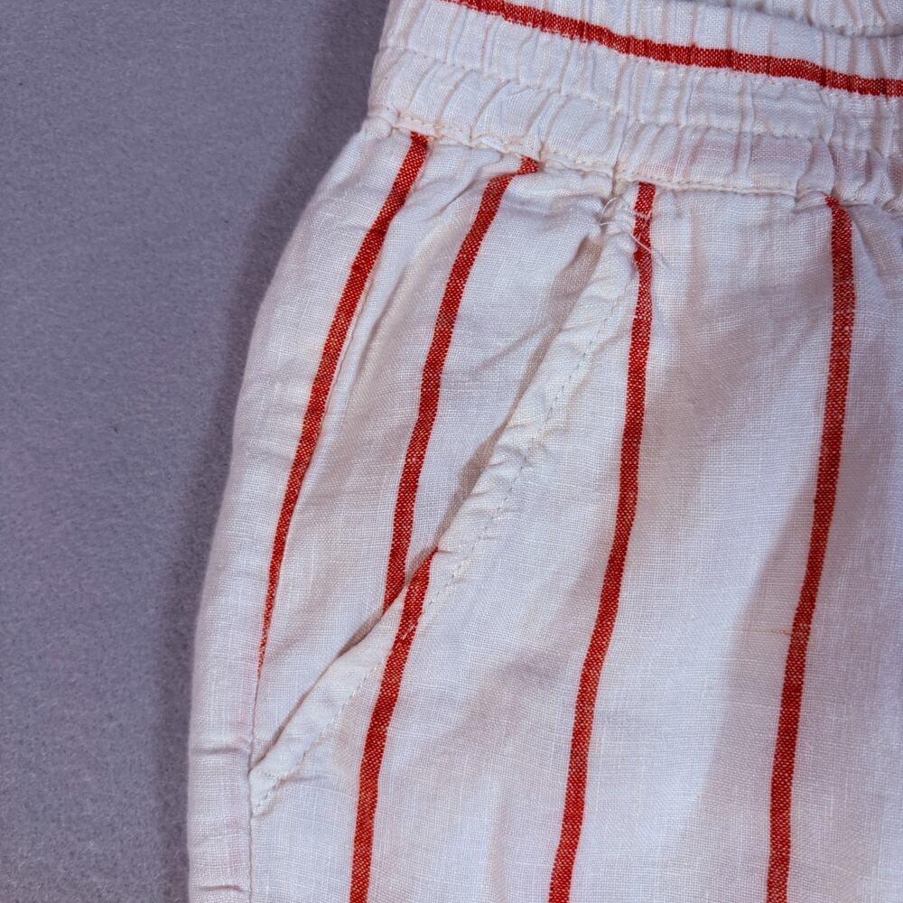 C&C California Pants Womens Large Orange White Striped 100% Linen Beach Good - Picture 4 of 7